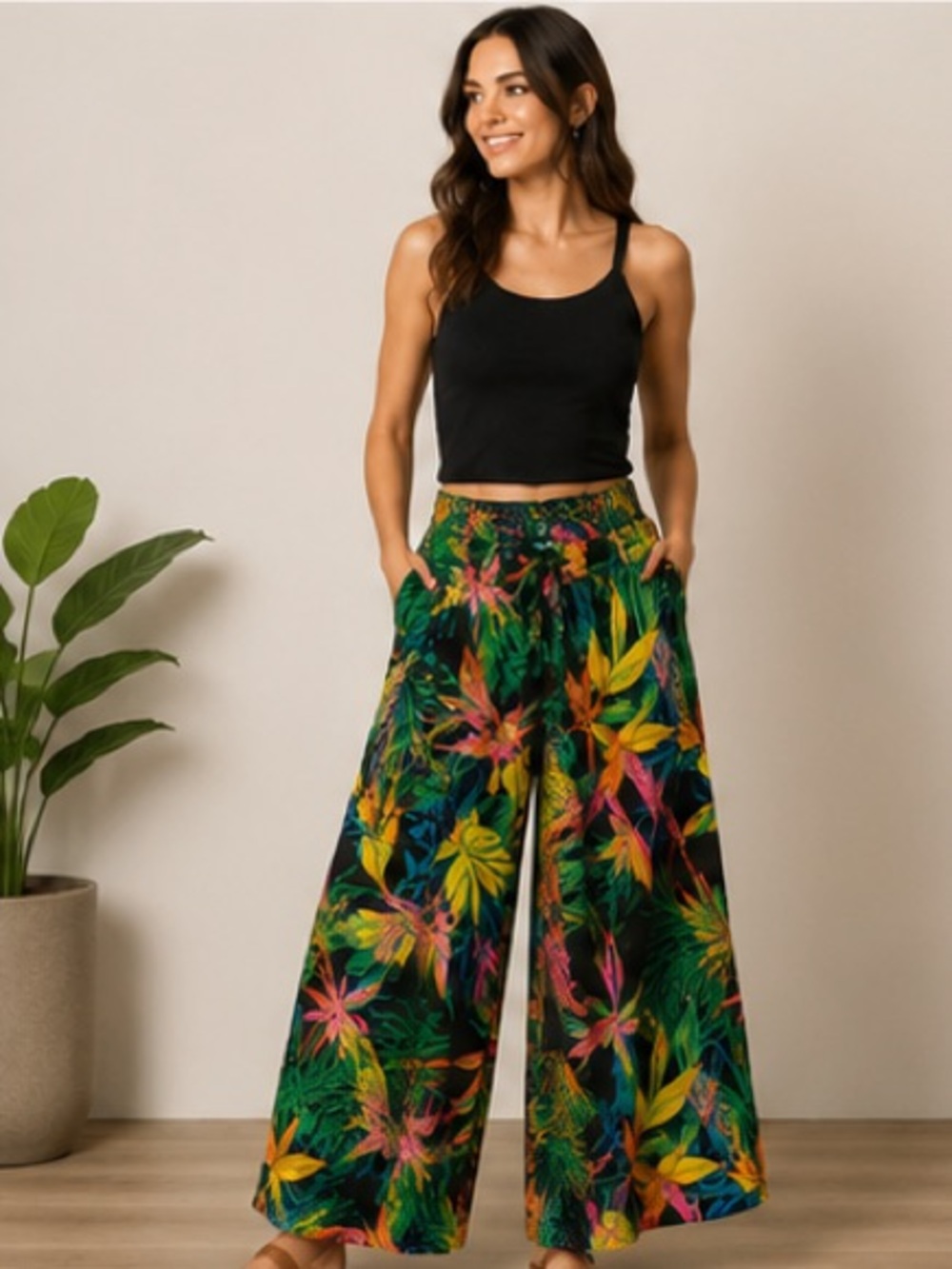 Living 4 Truth Tropical Wide Leg Pants – Size Small